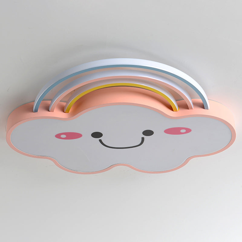 Acrylic Cloud LED Ceiling Light in Kids Creative Style Wrought Iron Flush Mount for Interior Spaces