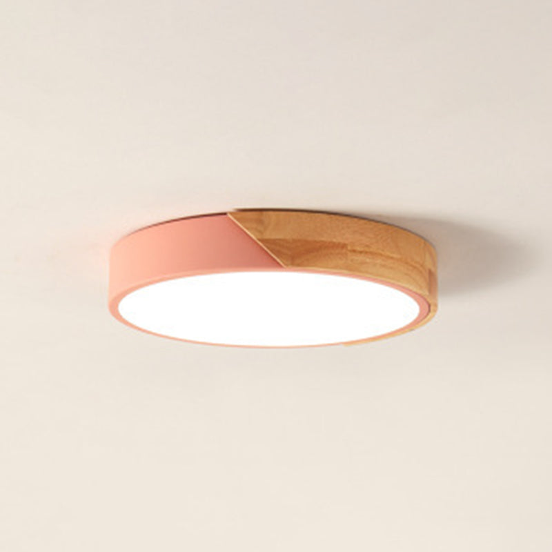 Moderne Scandinavische LED Macaron plafondlamp smeedijzeren ronde inbouw met acryl kap