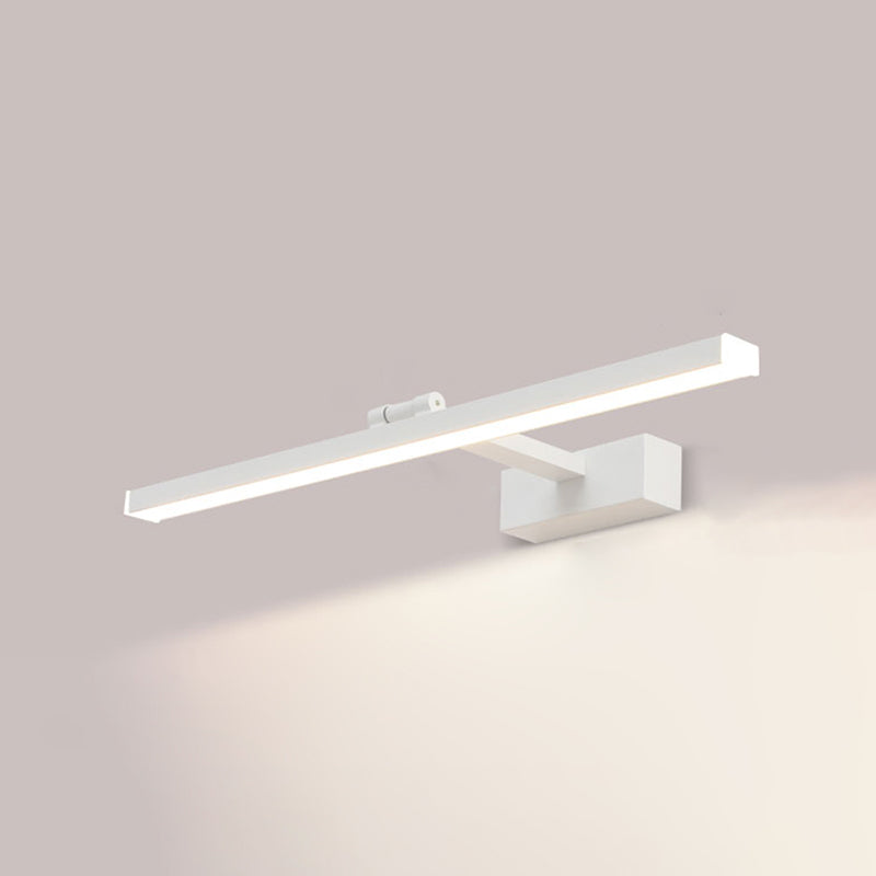 1-Light Linear Shade Wall Sconce Modern Simple Style Mirror Wall Lighting in White