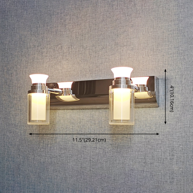 Metal Mirror Wall Lights Modern Simple Stlye Multi Heads Wall Mount Fixture in Silver