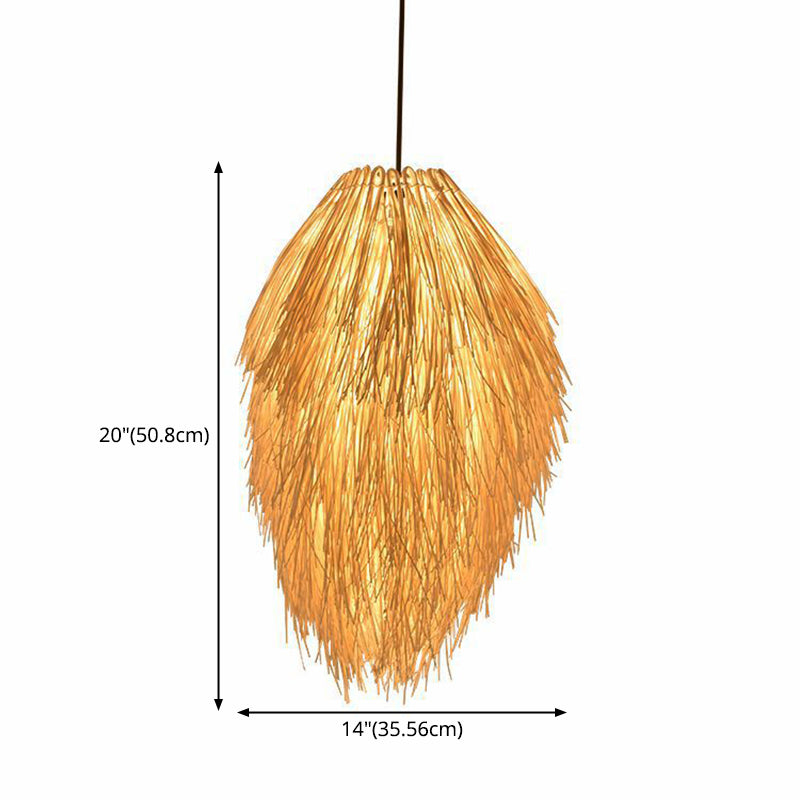 Japanese 1-Light Ceiling Pendant Light Rattan Hanging Lamp for Dining Room