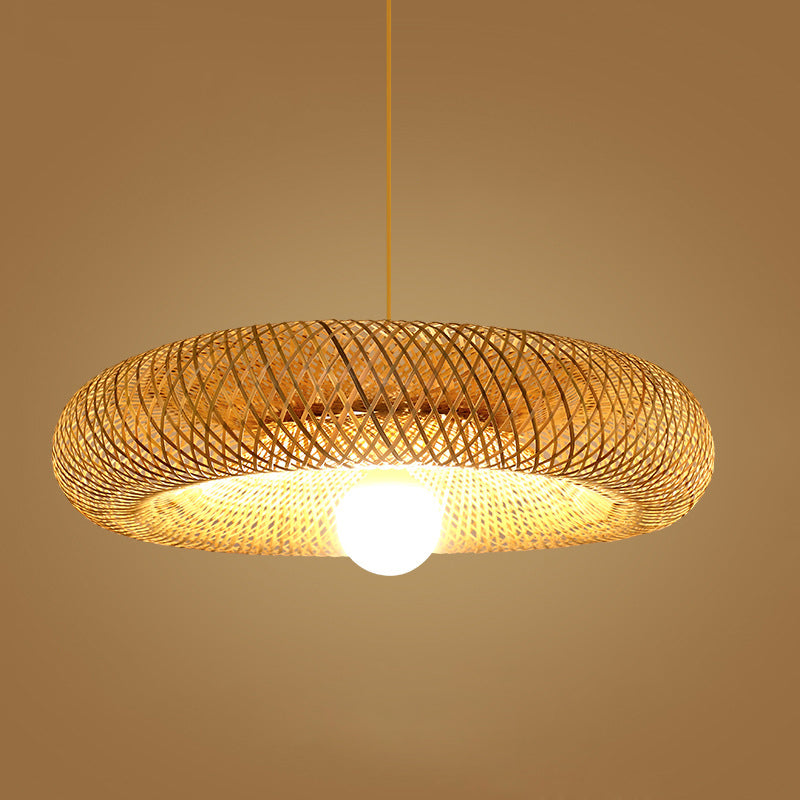 Asia Beige Pendant Light Fixture 1-Light Hanging Ceiling Light for Dining Room