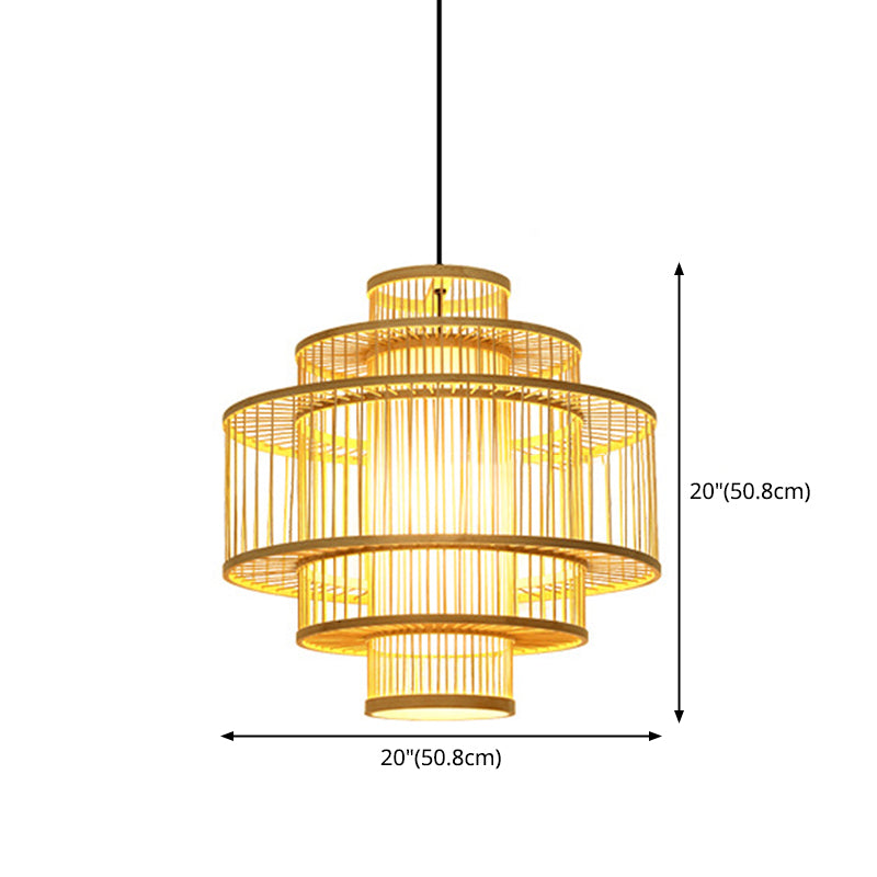 Funzioni di illuminazione sospesa in bambù a 1 luci Kit di luce cinese per sala da pranzo