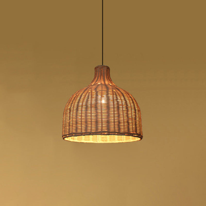 Asia Hanging Ceiling Light Rattan 1-Light Linear Ceiling Pendant Light