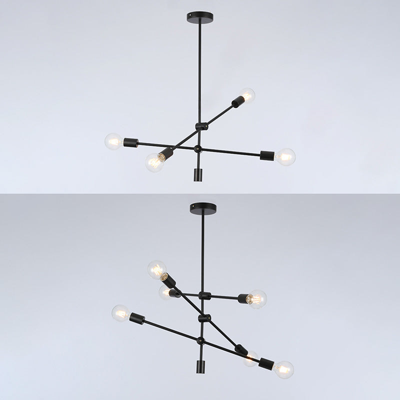Chandelier de salon Light Industrial Style Metal Sockets Open Bulb Design Chandelier