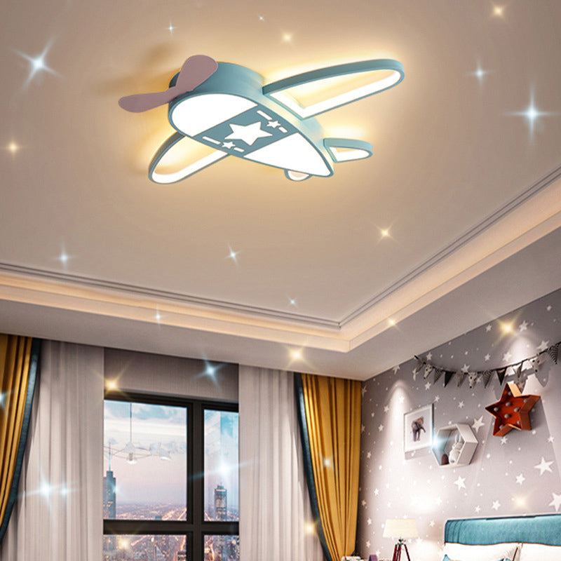 Avión de hélice habitación infantil LED lámpara empotrada acrílico niños superficie luz de techo