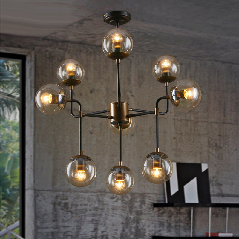 Industrial Round Glass Chandelier Pendant Light for Sitting Room Living Room