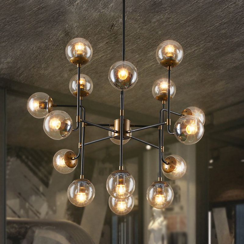 Industrial Round Glass Chandelier Pendant Light for Sitting Room Living Room