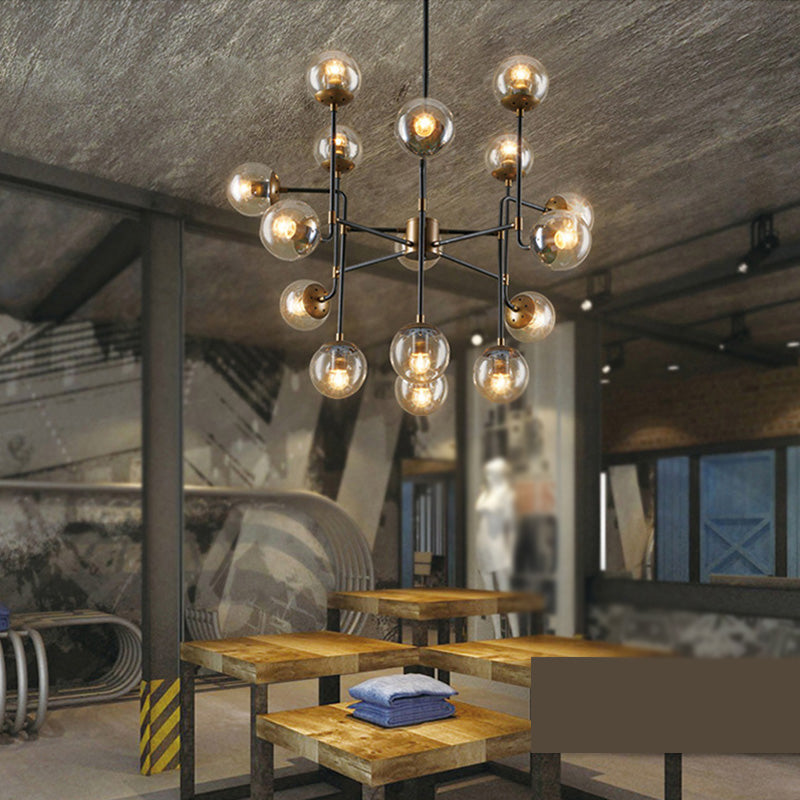 Industrial Round Glass Chandelier Pendant Light for Sitting Room Living Room