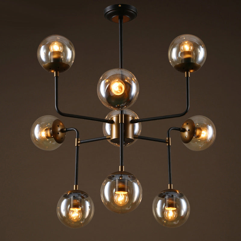 Industrial Round Glass Chandelier Pendant Light for Sitting Room Living Room