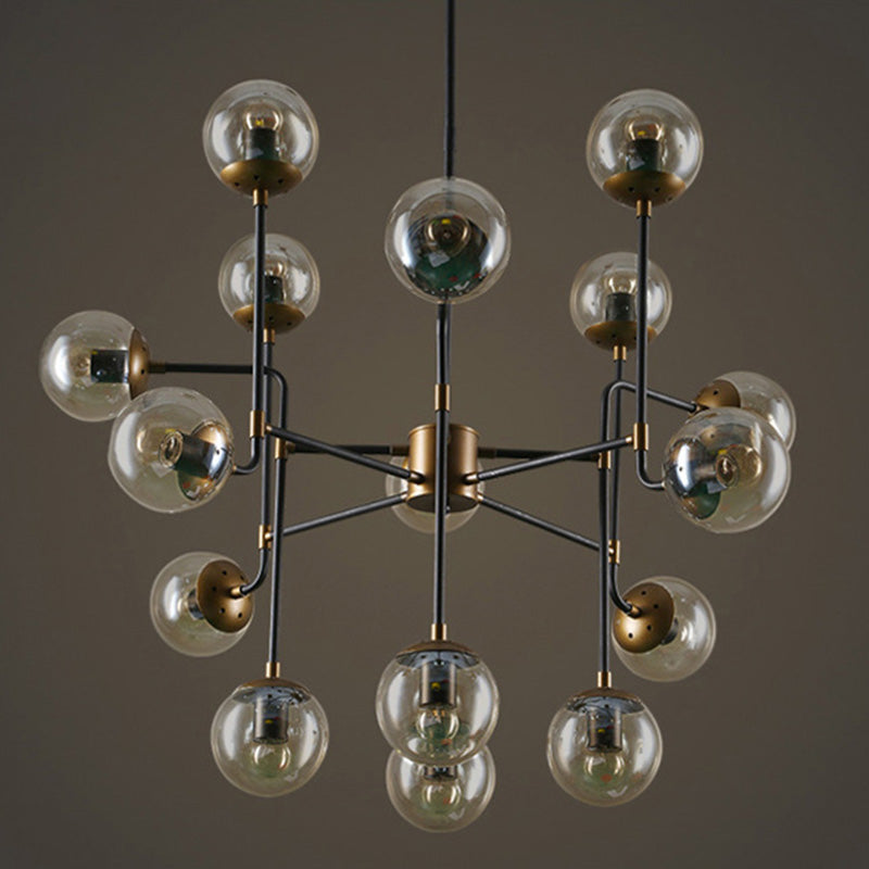 Industrial Round Glass Chandelier Pendant Light for Sitting Room Living Room