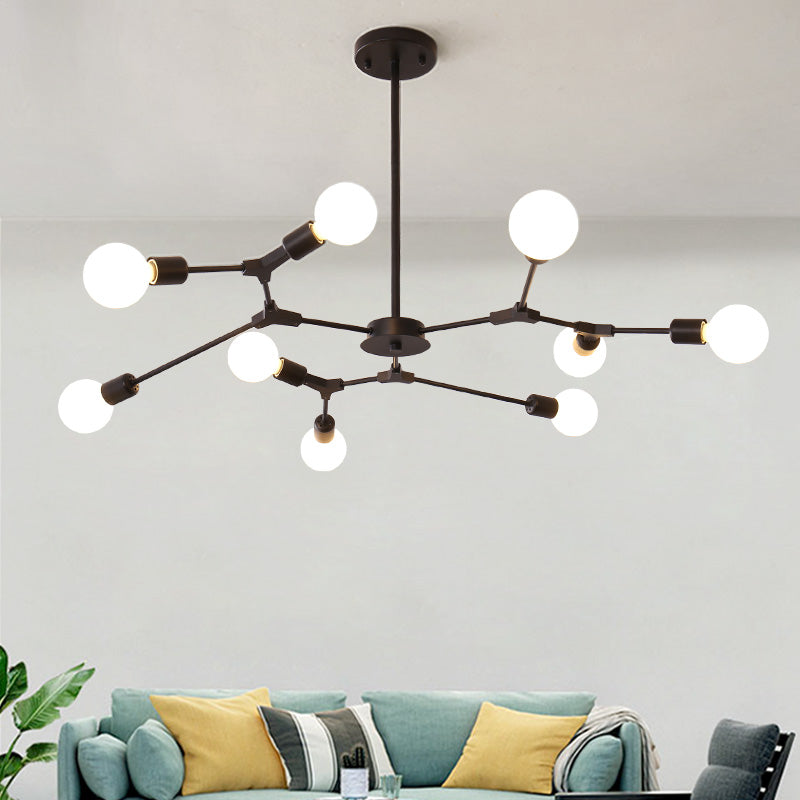 Industrial Multi Light Chandelier Adjustable Metal Hanging Light for Living Room