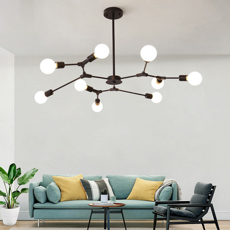 Industrial Multi Light Chandelier Adjustable Metal Hanging Light for Living Room