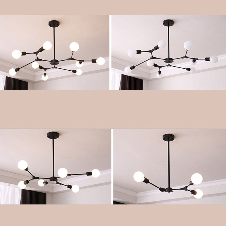 Industrial Multi Light Chandelier Adjustable Metal Hanging Light for Living Room