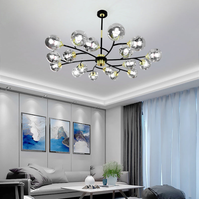 Industrial Multi Lights Chandeliers Pendant Lights with Glass Shade for Sitting Room