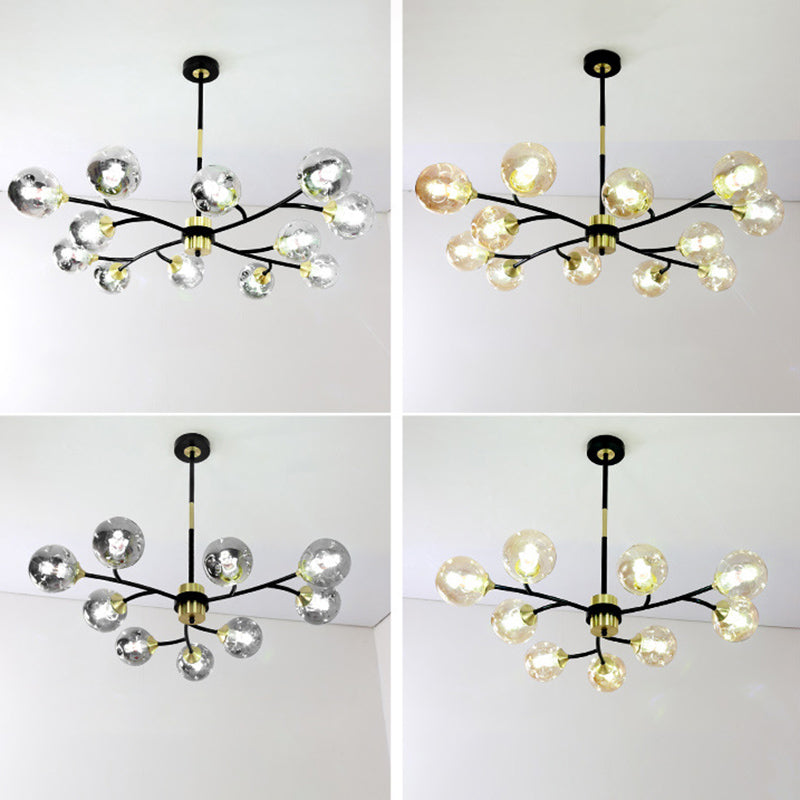 Industrial Multi Lights Chandeliers Pendant Lights with Glass Shade for Sitting Room