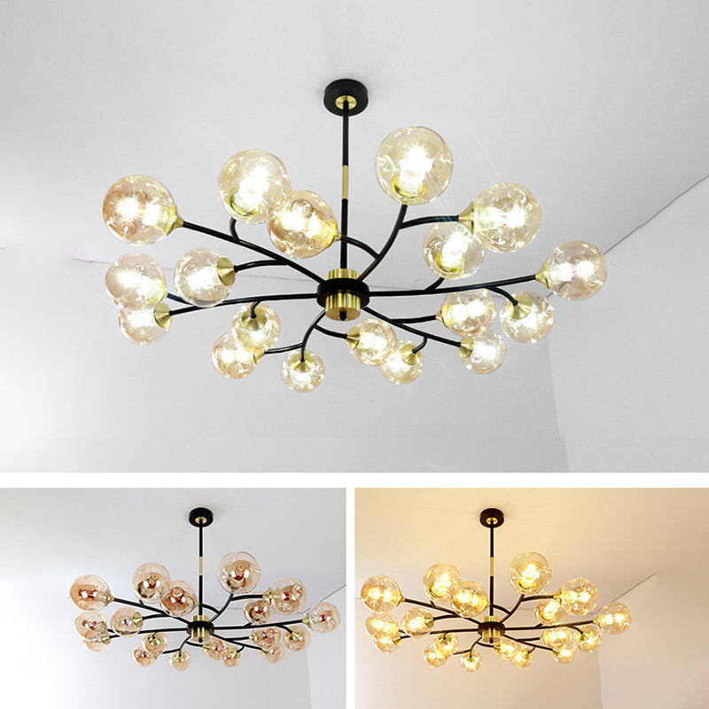 Industrial Multi Lights Chandeliers Pendant Lights with Glass Shade for Sitting Room