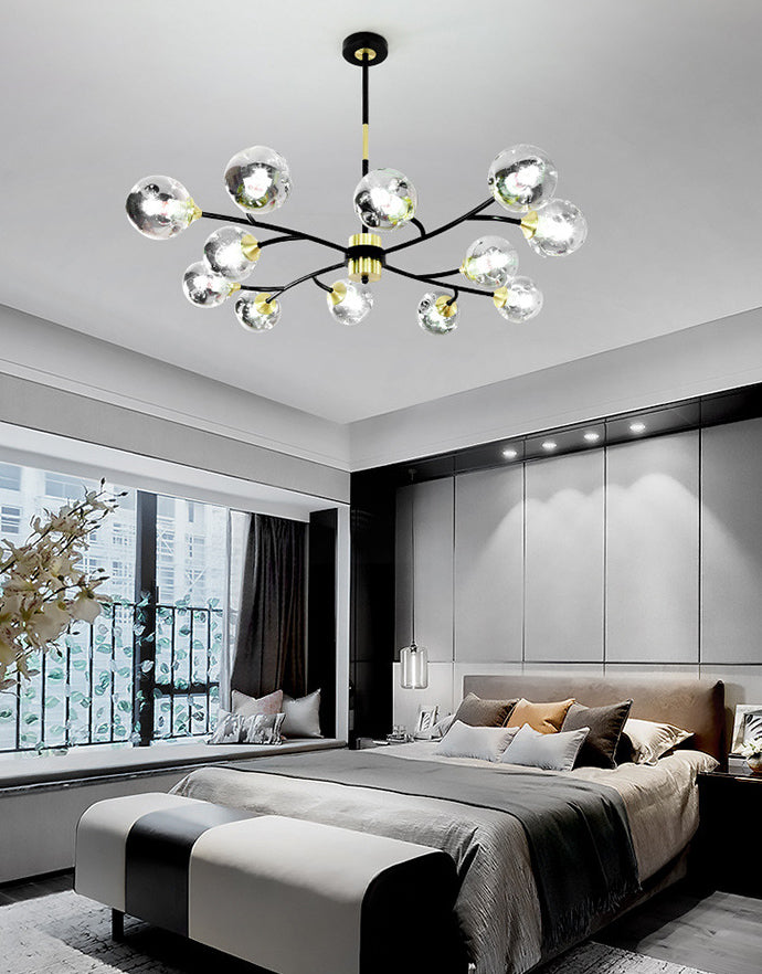 Industrial Multi Lights Chandeliers Pendant Lights with Glass Shade for Sitting Room