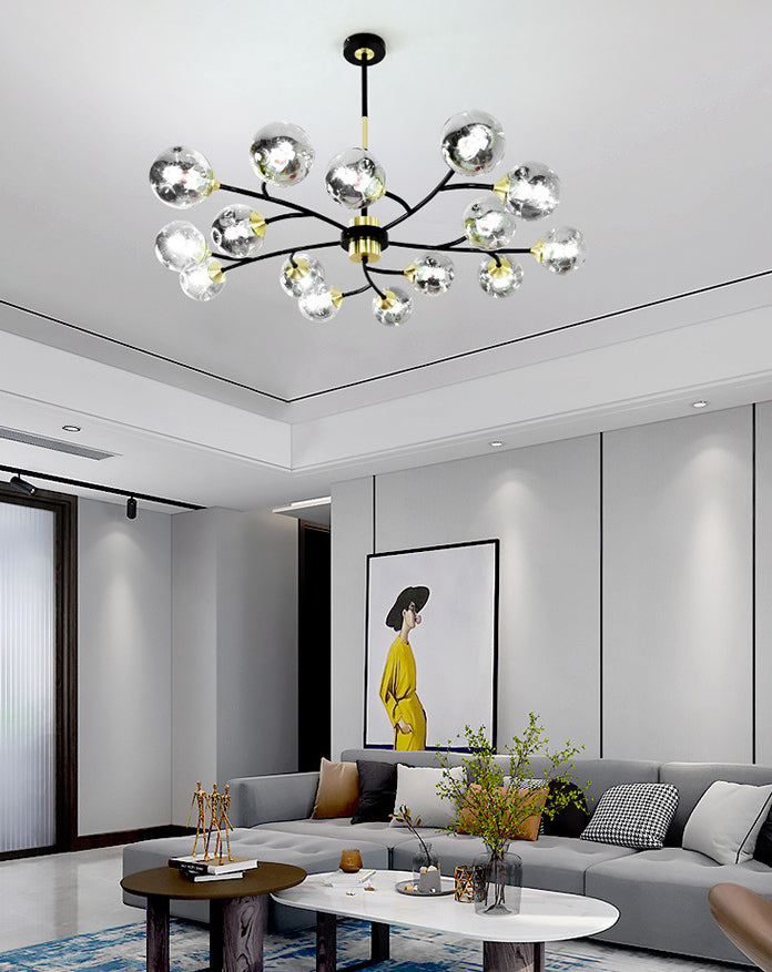 Industrial Multi Lights Chandeliers Pendant Lights with Glass Shade for Sitting Room