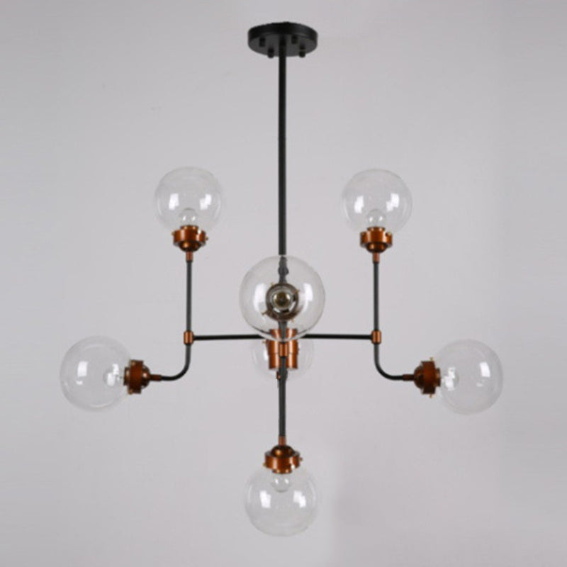 Industrial Sphere Ceiling Hanging Light Fixture with Glass Shade for Living Room