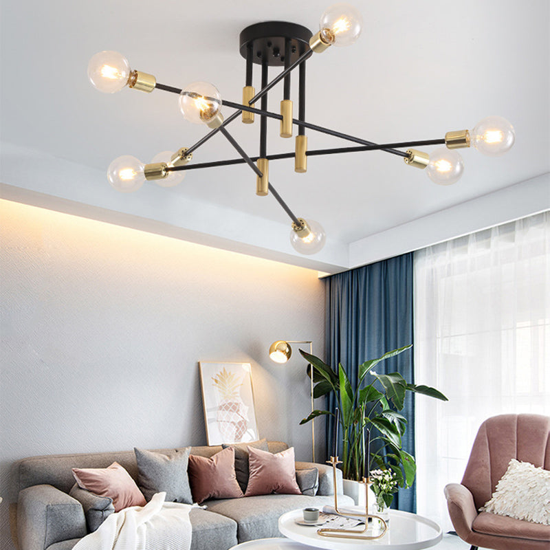 Black and Gold Multi Light Chandelier Light Vintage Style Metal Starburst Pendant Light