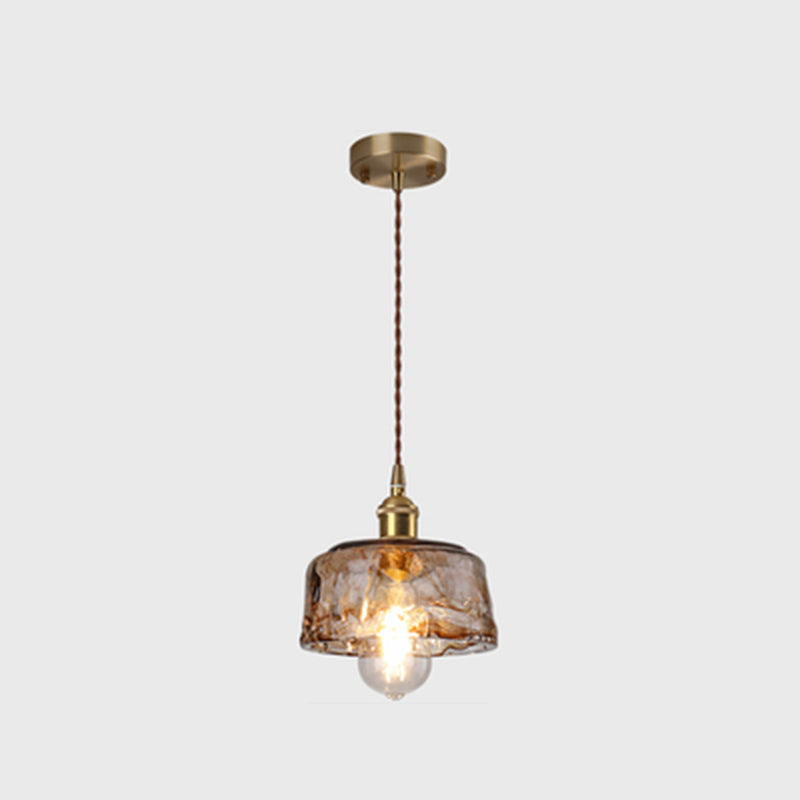 Industrial Suspension Lamp 1-Light Restaurant Pendant Light Fixture with Glass Shade