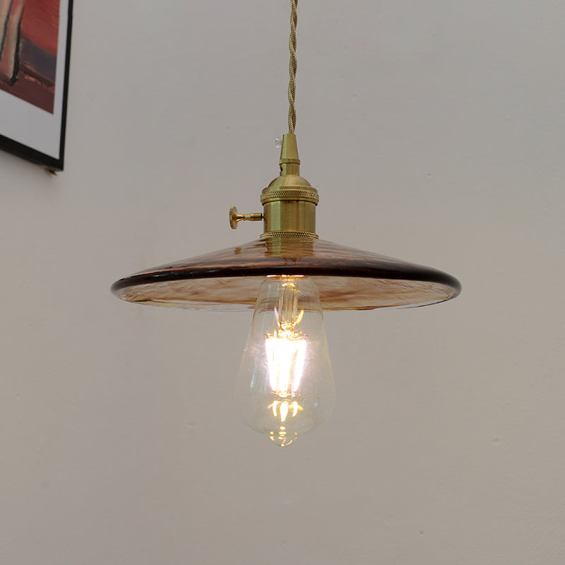 Industrial Suspension Lamp 1-Light Restaurant Pendant Light Fixture with Glass Shade