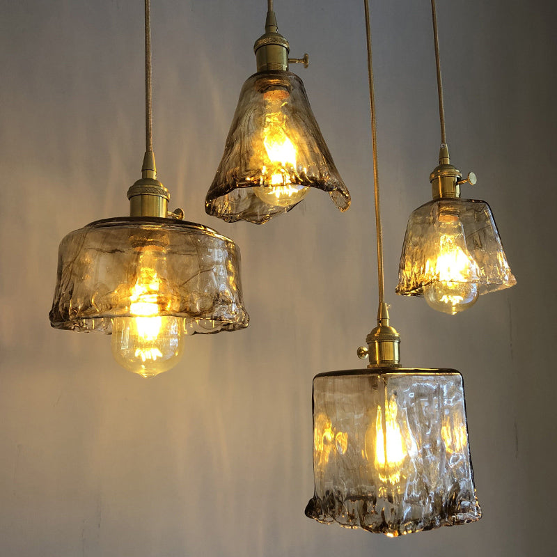 Industrial Suspension Lamp 1-Light Restaurant Pendant Light Fixture with Glass Shade