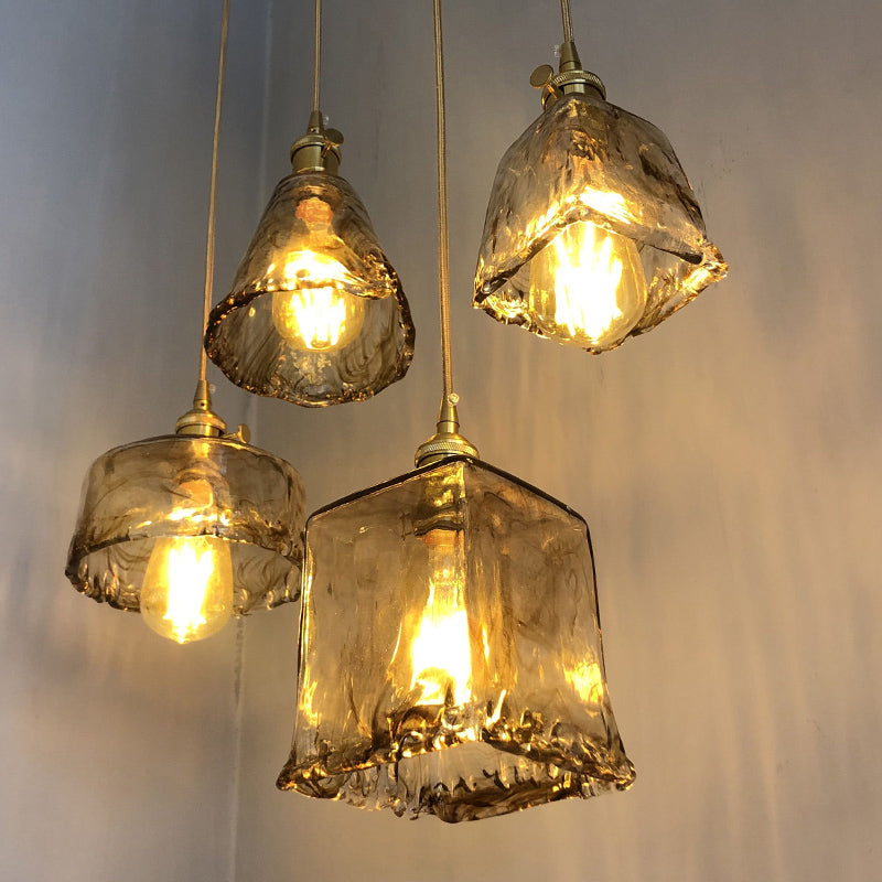 Industrial Suspension Lamp 1-Light Restaurant Pendant Light Fixture with Glass Shade