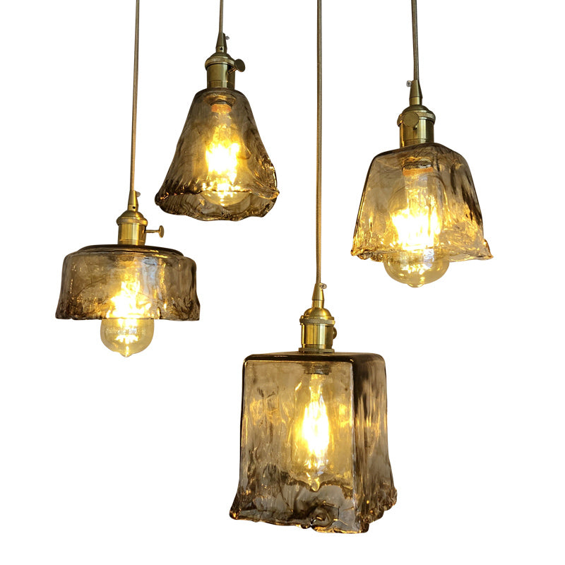 Industrial Suspension Lamp 1-Light Restaurant Pendant Light Fixture with Glass Shade