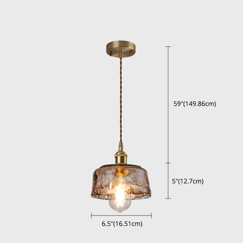 Industrial Suspension Lamp 1-Light Restaurant Pendant Light Fixture with Glass Shade