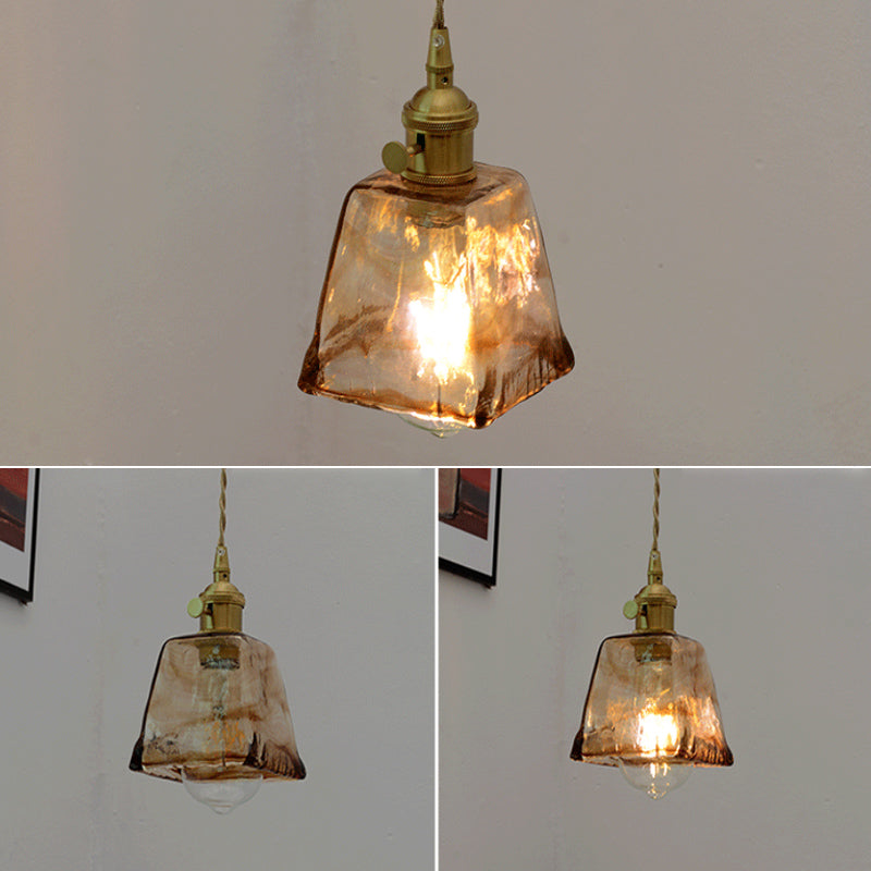 Industrial Suspension Lamp 1-Light Restaurant Pendant Light Fixture with Glass Shade