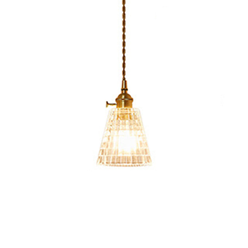 Brass Glass Hanging Light Fixture Industrial 1-Light Pendants Lighting for Restaurant