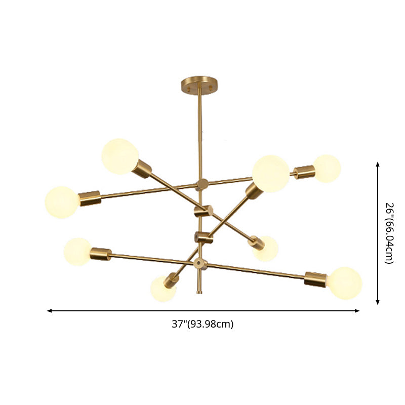 Adjustable Multi Light Starburst Pendant Light Industrial Style Metal Chandelier Lamp in Brass