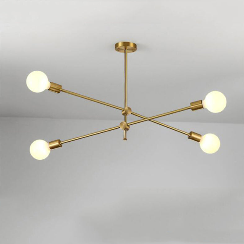 Adjustable Multi Light Starburst Pendant Light Industrial Style Metal Chandelier Lamp in Brass