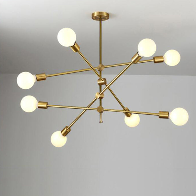 Adjustable Multi Light Starburst Pendant Light Industrial Style Metal Chandelier Lamp in Brass