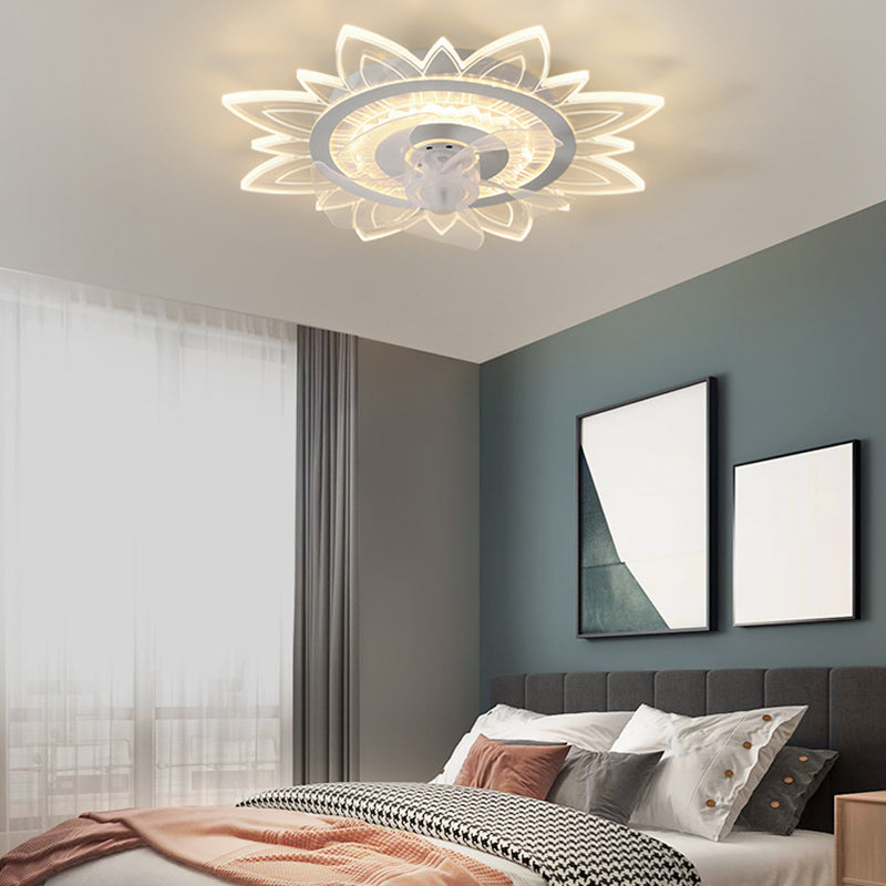 Éclairage de ventilateur de plafond ultrathin blanc simplicité LED acrylique semi-fluste Mount Lumière pour chambre à coucher