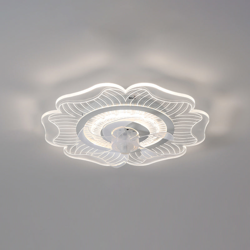 Éclairage de ventilateur de plafond ultrathin blanc simplicité LED acrylique semi-fluste Mount Lumière pour chambre à coucher