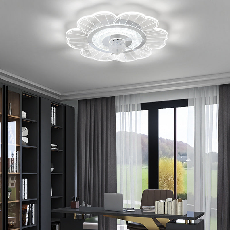 Éclairage de ventilateur de plafond ultrathin blanc simplicité LED acrylique semi-fluste Mount Lumière pour chambre à coucher