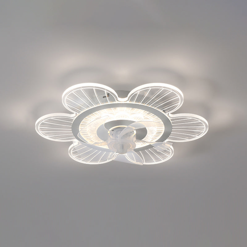 Éclairage de ventilateur de plafond ultrathin blanc simplicité LED acrylique semi-fluste Mount Lumière pour chambre à coucher