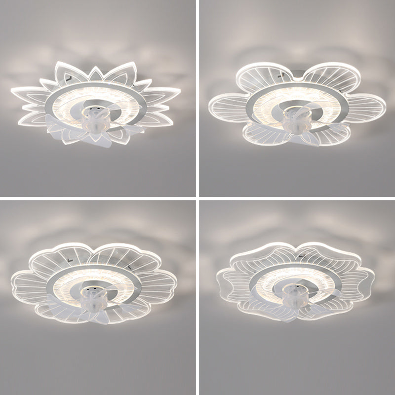 Éclairage de ventilateur de plafond ultrathin blanc simplicité LED acrylique semi-fluste Mount Lumière pour chambre à coucher