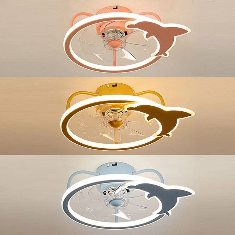 Dolphin Plafond ventilateur luminaire dessin animé en acrylique LED LED Light Light