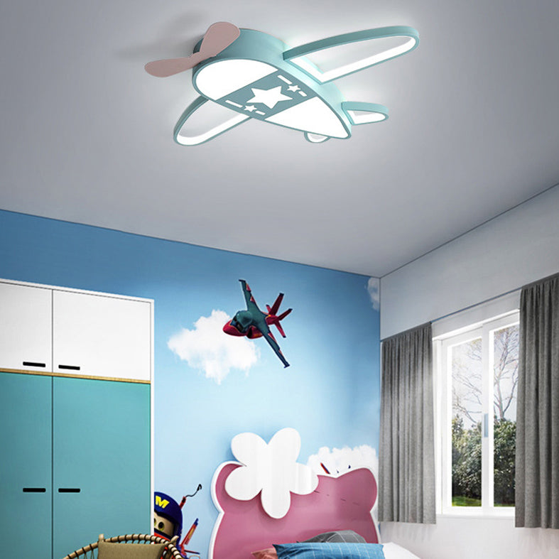 Avión de hélice habitación infantil LED lámpara empotrada acrílico niños superficie luz de techo