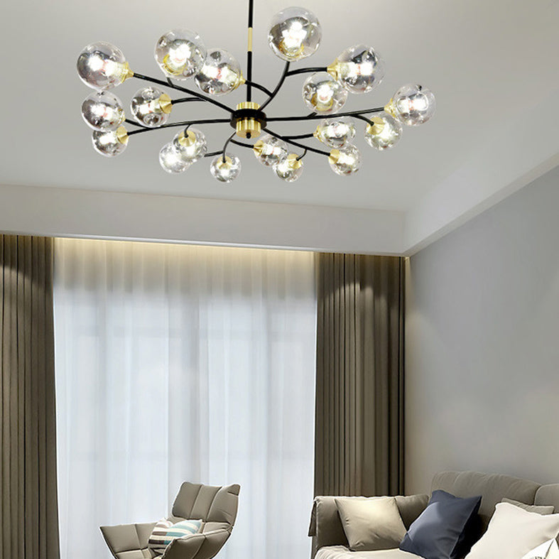 Industrial Multi Lights Chandeliers Pendant Lights with Glass Shade for Sitting Room