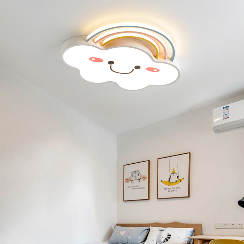 Acrylic Cloud LED Ceiling Light in Kids Creative Style Wrought Iron Flush Mount for Interior Spaces