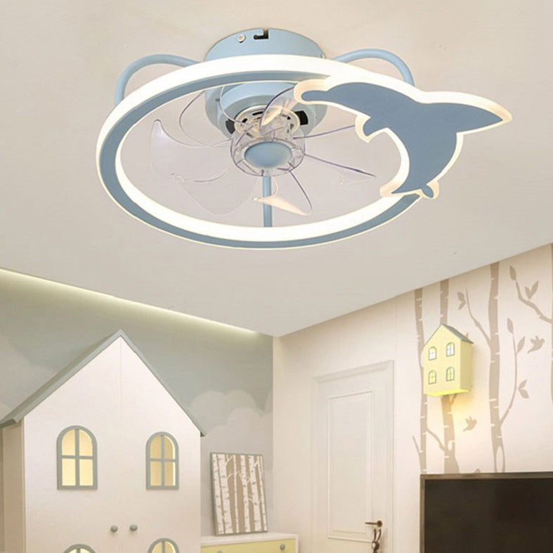 Dolphin Plafond ventilateur luminaire dessin animé en acrylique LED LED Light Light