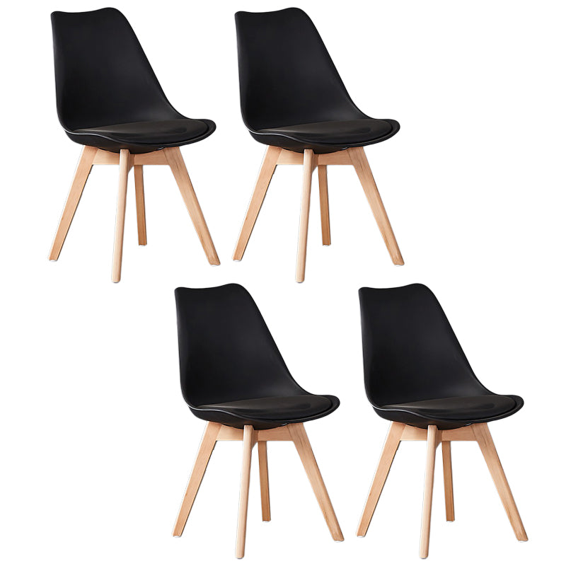 Wood Modern Style Kitchen Dining Chair Colourful Solid Back Side Chairs