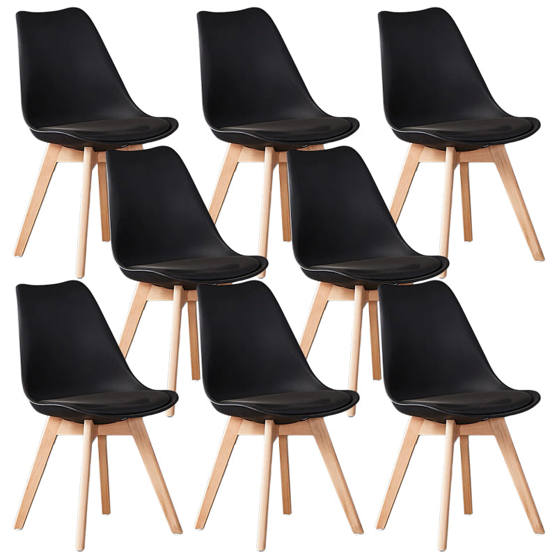 Wood Modern Style Kitchen Dining Chair Colourful Solid Back Side Chairs