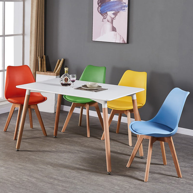 Wood Modern Style Kitchen Dining Chair Colourful Solid Back Side Chairs