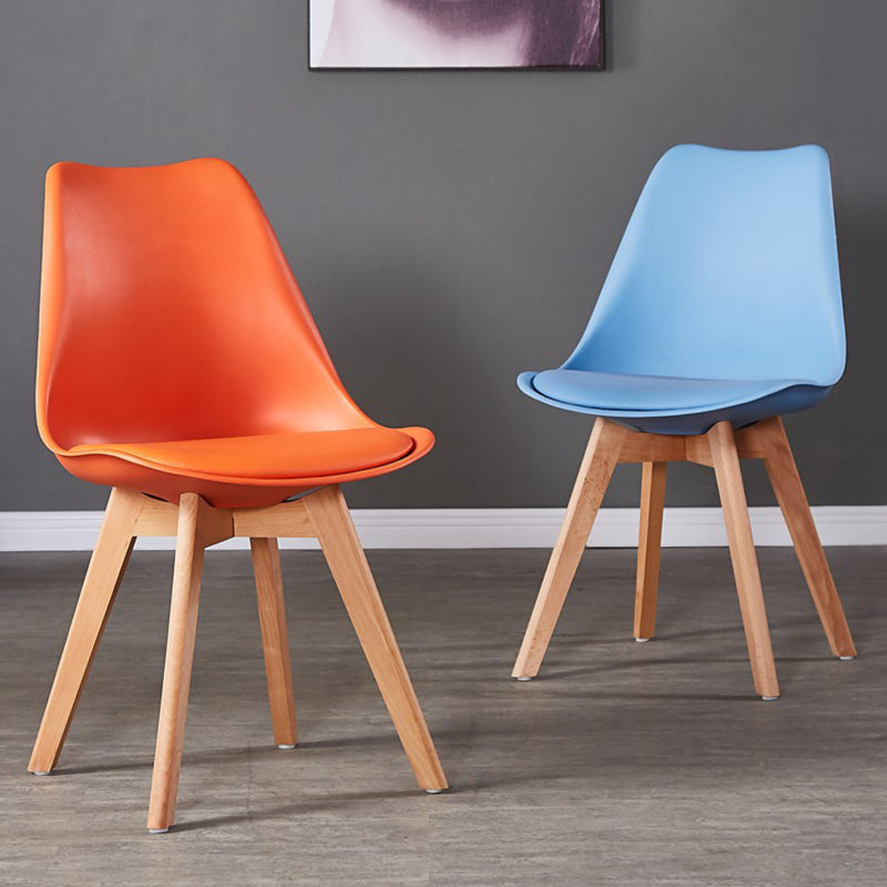 Wood Modern Style Kitchen Dining Chair Colourful Solid Back Side Chairs